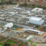 A birds-eye view of the James Paget Hospital in Gorleston.
