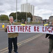 Graham Parker and Wendy Brooks on a section of the A47 in Lowestoft affected by street light outages. Picture: Mick Howes