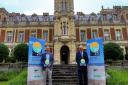 Cllr Carl Smith (right), Leader of Great Yarmouth Borough Council, and Cllr Steve Gallant, Leader of East Suffolk Council, announce the joint bid to become the UK City of Culture 2025, at Somerleyton Hall