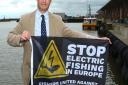 The stop electric fishing in Europe protest at Lowestoft fish market. Waveney MP Peter Aldous. Picture: Mick Howes