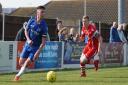 Lowestoft Town skipper Travis Cole in action against Tonbridge Angels. Picture: Shirley D Whitlow