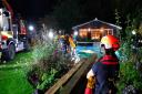 An elderly horse was rescued from a swimming pool by firefighters