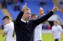 Peterborough United manager Darren Ferguson salutes the Posh support after a League One play-off spot was secured at Shrewsbury. Picture: Joe Dent/JMP