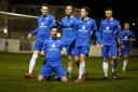 Lowestoft Town FC captain Travis Cole celebrating his goal. Picture: Shirley D Whitlow