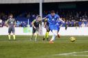 Adam Hipperson converts a penalty for Lowestoft Town FC. Picture: Shirley D Whitlow