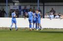 Lowestoft Town players celebrating Jake Reed's opening goal. Picture: Shirley D Whitlow