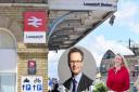 Lowestoft railway station. Inset: Waveney MP Peter Aldous. Inset: Jess Asato, Labour Parliamentary Candidate for Lowestoft. Pictures: Newsquest/Lowestoft Labour Party
