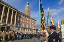 The Remembrance service held outside of City Hall in Norwich