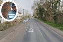 London Road, Kessingland near Lowestoft. Inset, a Suffolk Constabulary officer. Pictures: Google Images/Newsquest