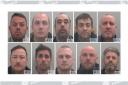 Organised crime group members (clockwise from top left) Kevin Ratcliffe, Patrick Hallahan, James Savva, Carl Crabtree, David Squires, Michael Blewett, Damion Freeman, Jessie Cockle, Richard Shelton and Lewis Cosgrove.