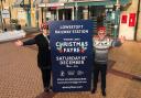 Pictured Left: Jacqui Dale, director of the Lowestoft Central Project, and right: Stephen Hewitt, Greater Anglia Station Team Member, promoting the Christmas Fayre.