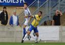 Lowestoft's Ollie Humphrey suffered leg and knee injuries at Staines. Picture: Shirley D Whitlow