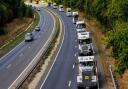 The convoy heading past on the A47 after leaving Norwich.