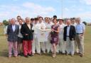 Tony Seago and Samantha Major with Southwold cricket team