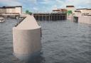 A visualisation of the 40m tidal barrier earmarked for Lowestoft. Picture: East Suffolk Council