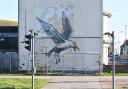 The Banksy mural of the seagull in Lowestoft.