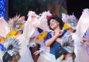 Snow White (Harmony Jenkerson) dancing with seagulls. Each of the headdresses were made by Lauren Nevill, director of Snow White.