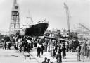 Cargo ship 'Melrose Abbey' launches at Brooke Marine in Lowestoft in October 1958. Picture: Jack Rose Collection