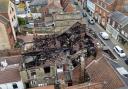 An aerial shot of the damage that the fire caused to the flats above 144 High Street in Lowestoft. Picture: Oliv3r Drone Photography