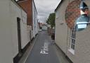 Pinkney's Lane Southwold. Inset: A Suffolk Constabulary officer. Pictures: Google Images/Newsquest