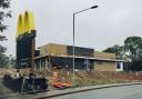 McDonalds Drive Thru branding has been installed as work continues on the new McDonald's outlet at land south of Leisure Way in Lowestoft. Picture: Mick Howes