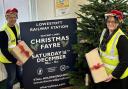 Lowestoft Central Project team members James Wareham (left) & Jacqui Dale (right) preparing for this years Lowestoft station Christmas Fayre.