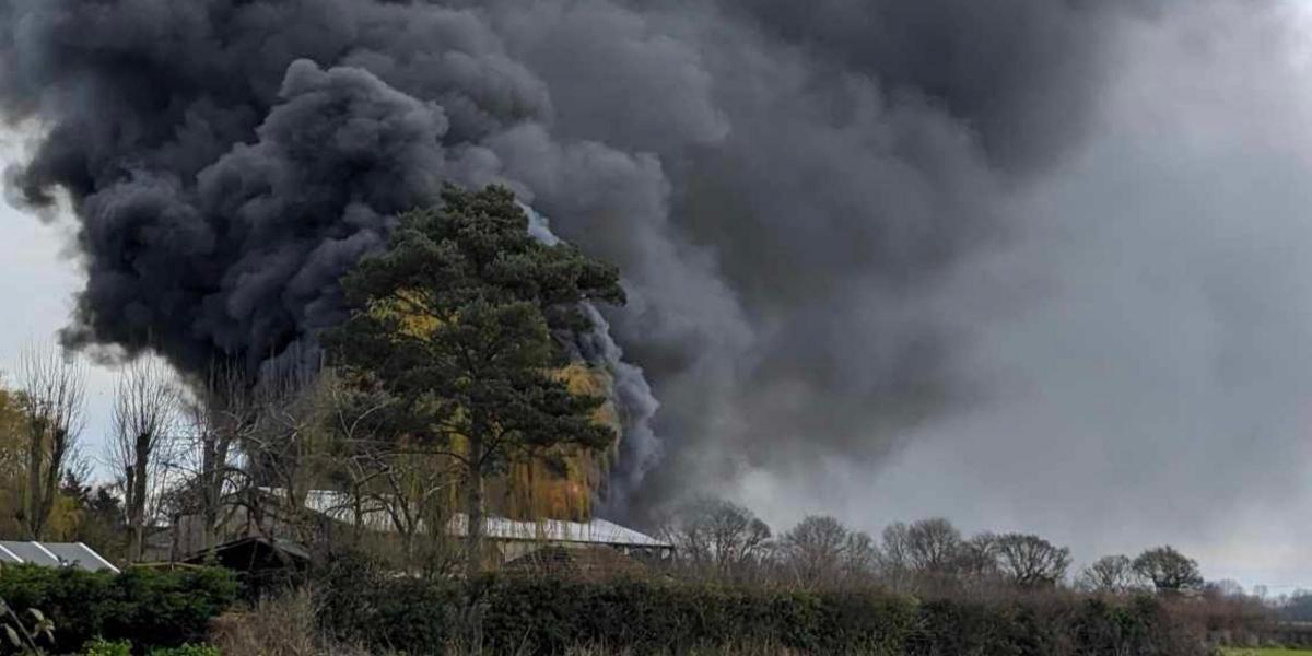 Explosions heard as barn catches fire in Gisleham in Suffolk 