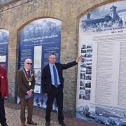 The unveiling of the new timeline to celebrate the 175th anniversary of the railway reaching Lowestoft.