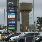 The Gateway Retail Park sign in south Lowestoft - highlighting a unit To Let - was left insecure during recent storms.