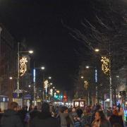 Crowds as the Christmas lights are switched on in Lowestoft.