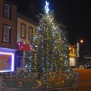 The Christmas tree is illuminated on the Triangle Market in Lowestoft.