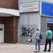 The Banksy artwork on the corner of London Road North and Regent Road in Lowestoft.