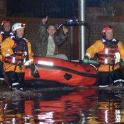 Flooding in Lowestoft on the night of the storm surge in December 2013.