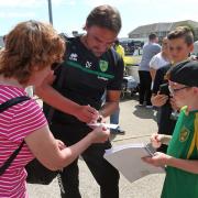 Norwich Manager Daniel Farke meets the fans and signs autographs before the Pre-season Friendly match at Crown Meadow, Lowestoft. Picture by Paul Chesterton/Focus Images Ltd