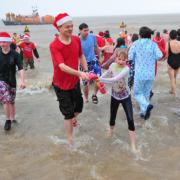 A previous Christmas Day swim in Lowestoft.