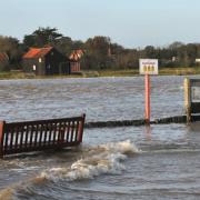 Southwold Harbour flooded in October 2020
