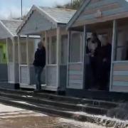 A video has shown huge rainfall in Southwold