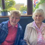 Sharon Oakley and Beryl White watched the Queen's funeral from the Norman Warrior pub