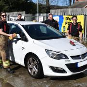 The firefighters charity car wash in Lowestoft.
