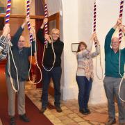 The bell team at St. Michael\'s Church in Oulton ringing the bells.
