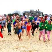 A scene from the Southwold Christmas Day Swim in 2017.