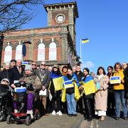 Solidarity for Ukraine as a special ceremony was held in Lowestoft. Picture: Mark Boggis