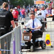 Waveney MP Peter Aldous trying out the mobility scooter course in Lowestoft back in 2013. Picture: Nick Butcher