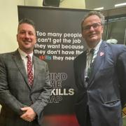 East Coast College chief executive Stuart Rimmer with Waveney MP Peter Aldous for the Mind The Skills Gap campaign. Picture: East Coast College