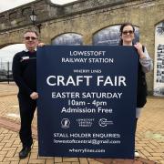 From left, Steve Hewett from Greater Anglia and Jacqui Dale from the Lowestoft Central Project. Picture: Wherry Lines