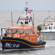Lowestoft RNLI lifeboat ‘Patsy Knight’ aids a fishing boat that got into difficulties. Picture: Mick Howes