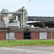 The aftermath of the fire at the former factory site on Waveney Drive in Lowestoft. Picture: Mick Howes