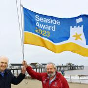 (l-r) Cllr Simon Flunder (Southwold Town Council) and Cllr David Beavan (East Suffolk Council) at Southwold. Picture: Stephen Wolfenden