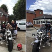 Gilbert Baird (in the left picture) and Margaret Ellis enjoyed their trip on the special trike