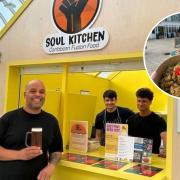 Geoff Mayers (left) in front of the new Soul Kitchen kiosk in East Point Pavilion, Lowestoft